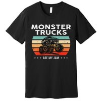 Vintage Monster Truck Are My Jam Retro Sunset Cool Engines Premium T-Shirt