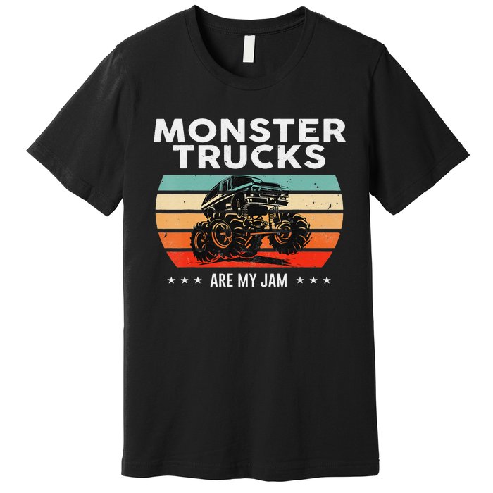 Vintage Monster Truck Are My Jam Retro Sunset Cool Engines Premium T-Shirt