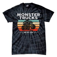 Vintage Monster Truck Are My Jam Retro Sunset Cool Engines Tie-Dye T-Shirt