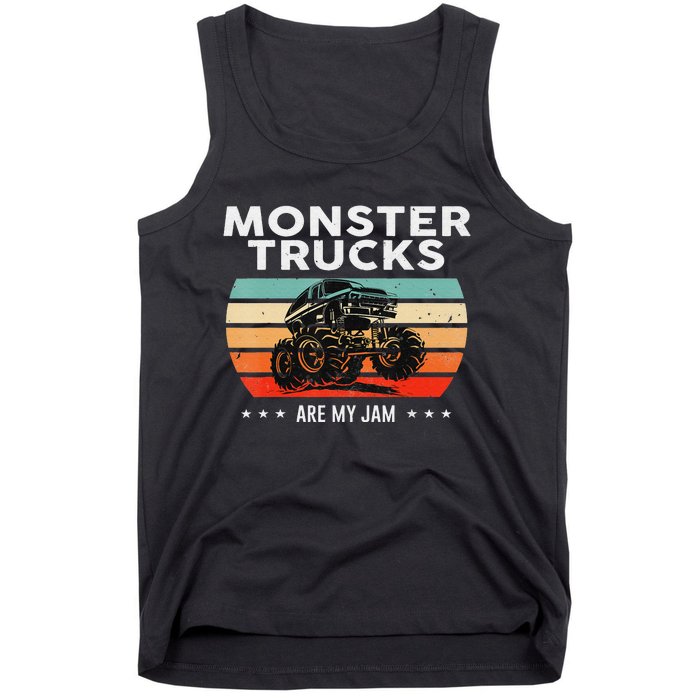 Vintage Monster Truck Are My Jam Retro Sunset Cool Engines Tank Top