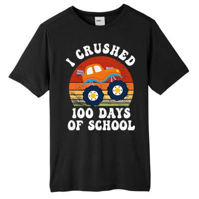 Vintage Monter Truck I Crushed 100 Days Of School Teacher Cute Gift Tall Fusion ChromaSoft Performance T-Shirt