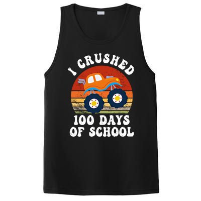 Vintage Monter Truck I Crushed 100 Days Of School Teacher Cute Gift PosiCharge Competitor Tank