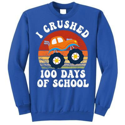 Vintage Monter Truck I Crushed 100 Days Of School Teacher Cute Gift Sweatshirt