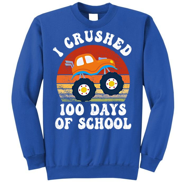 Vintage Monter Truck I Crushed 100 Days Of School Teacher Cute Gift Sweatshirt