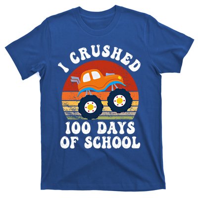 Vintage Monter Truck I Crushed 100 Days Of School Teacher Cute Gift T-Shirt