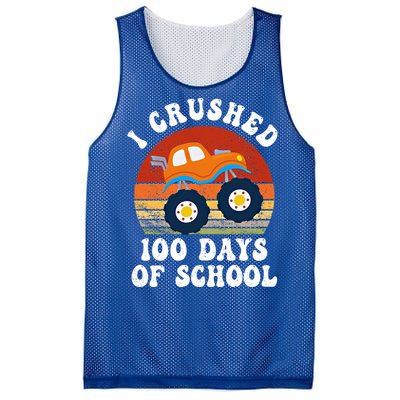 Vintage Monter Truck I Crushed 100 Days Of School Teacher Cute Gift Mesh Reversible Basketball Jersey Tank