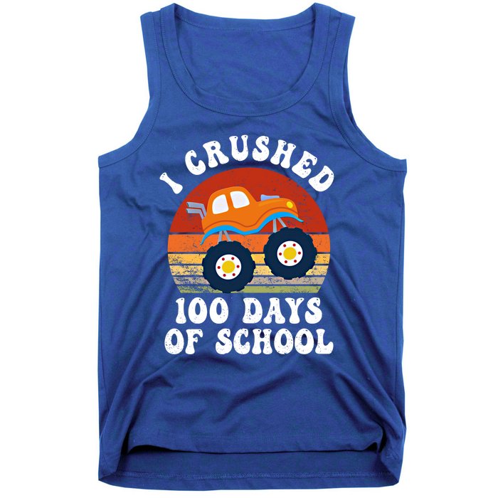 Vintage Monter Truck I Crushed 100 Days Of School Teacher Cute Gift Tank Top