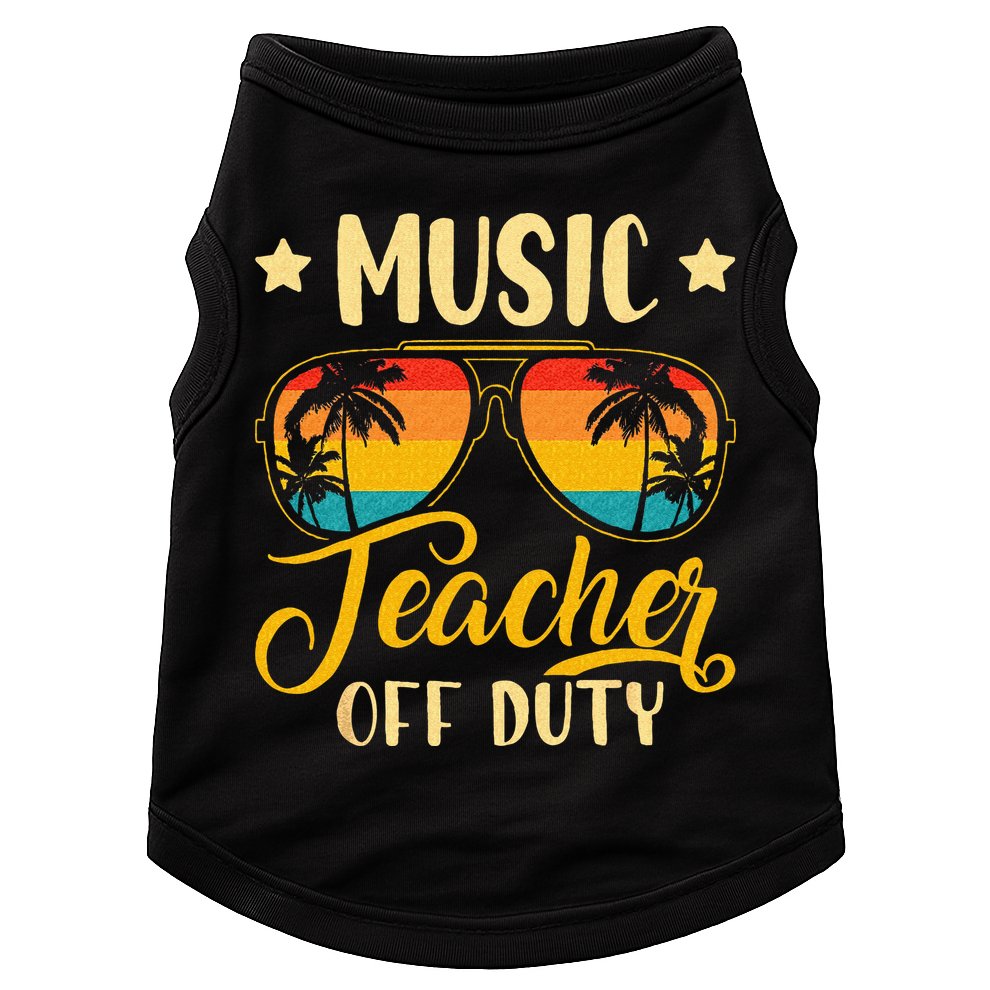 Vintage Music Teacher Off Duty Last Day Of School Summer Doggie Tank