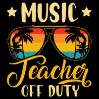 Vintage Music Teacher Off Duty Last Day Of School Summer Doggie Tank