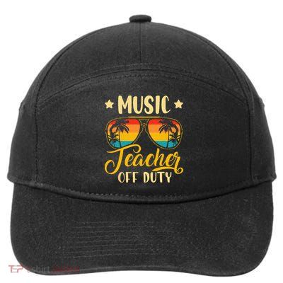Vintage Music Teacher Off Duty Last Day Of School Summer 7-Panel Snapback Hat