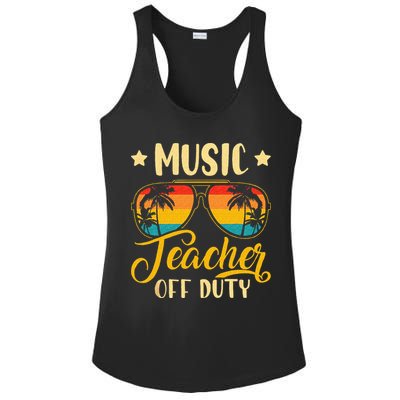 Vintage Music Teacher Off Duty Last Day Of School Summer Ladies PosiCharge Competitor Racerback Tank