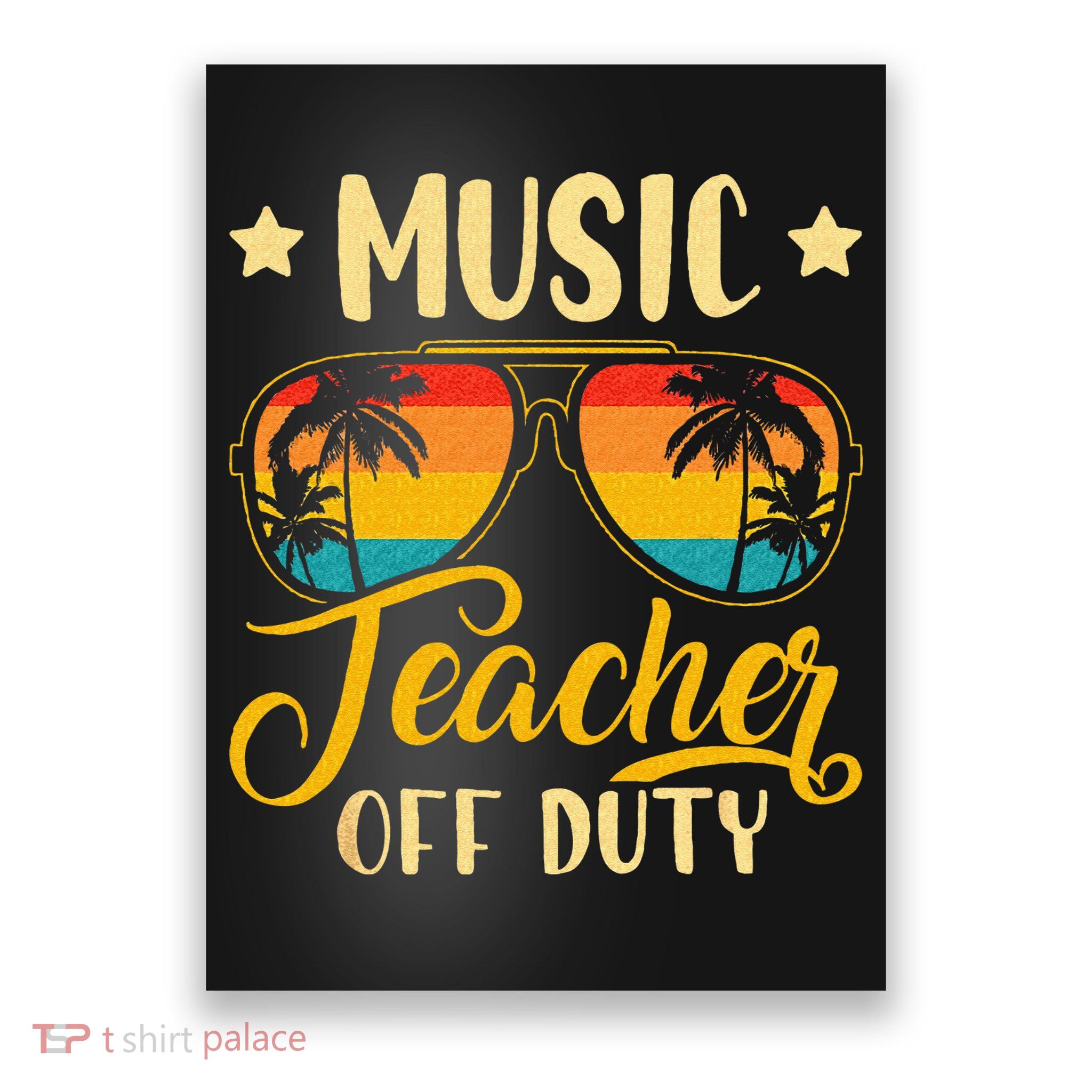 Vintage Music Teacher Off Duty Last Day Of School Summer Poster