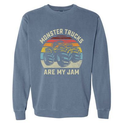 Vintage Monster Truck Retro Style Monster Trucks Are My Jam Gift Garment-Dyed Sweatshirt