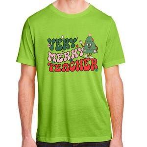 Very Merry Teacher Christmas Xmas Lights Funny Holiday Retro Adult ChromaSoft Performance T-Shirt