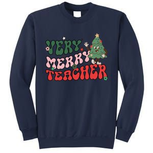 Very Merry Teacher Christmas Xmas Lights Funny Holiday Retro Sweatshirt