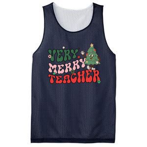 Very Merry Teacher Christmas Xmas Lights Funny Holiday Retro Mesh Reversible Basketball Jersey Tank