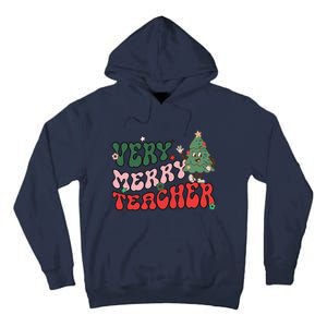 Very Merry Teacher Christmas Xmas Lights Funny Holiday Retro Tall Hoodie