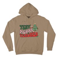 Very Merry Teacher Christmas Xmas Lights Funny Holiday Retro Hoodie