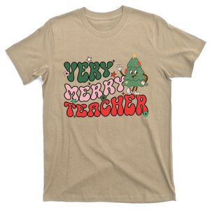 Very Merry Teacher Christmas Xmas Lights Funny Holiday Retro T-Shirt