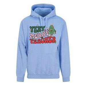 Very Merry Teacher Christmas Xmas Lights Funny Holiday Retro Unisex Surf Hoodie