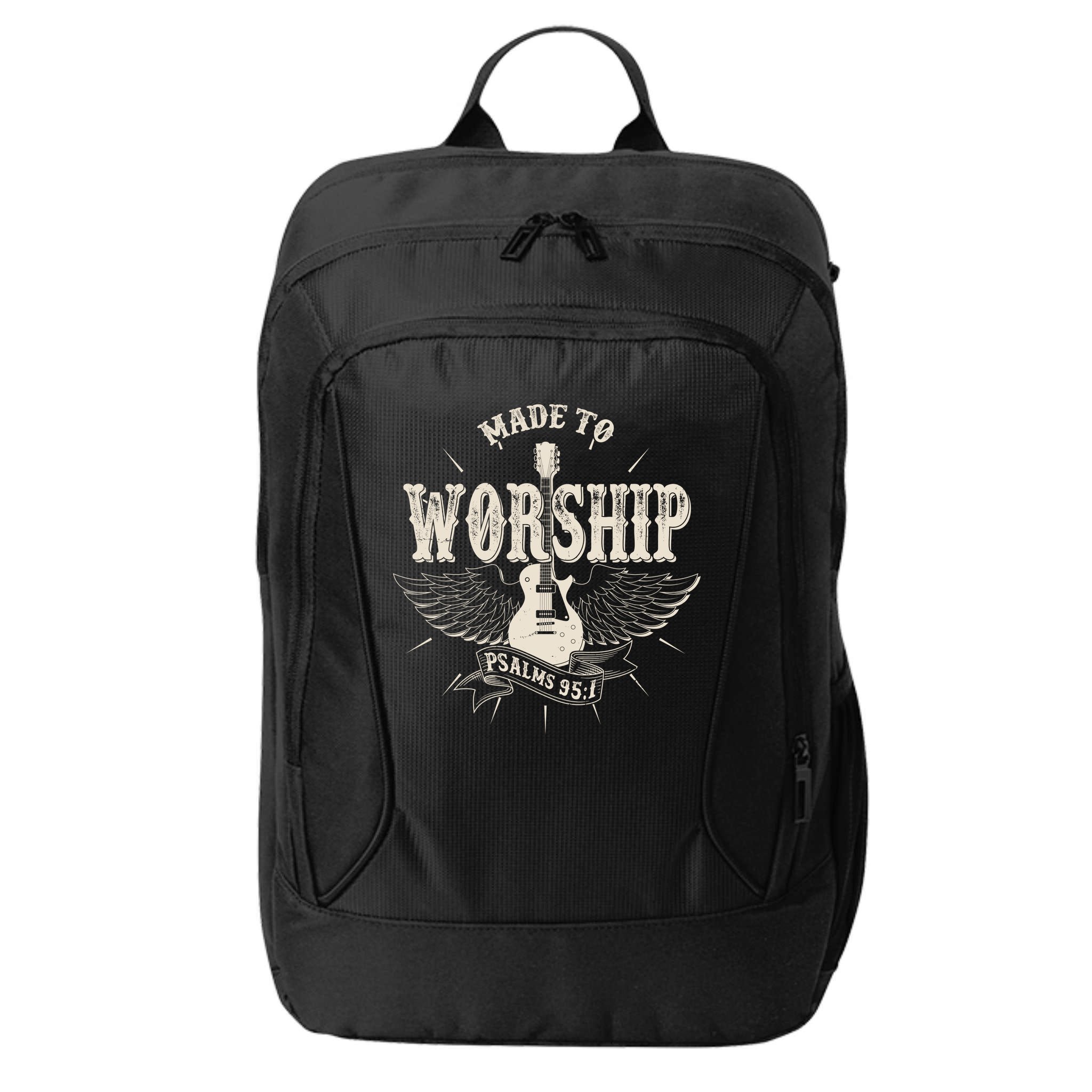 Vintage Made To Worship Psalms 95 1 Winged Rock Electric Guitar City Backpack