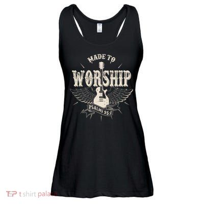 Vintage Made To Worship Psalms 95 1 Winged Rock Electric Guitar Ladies Essential Flowy Tank