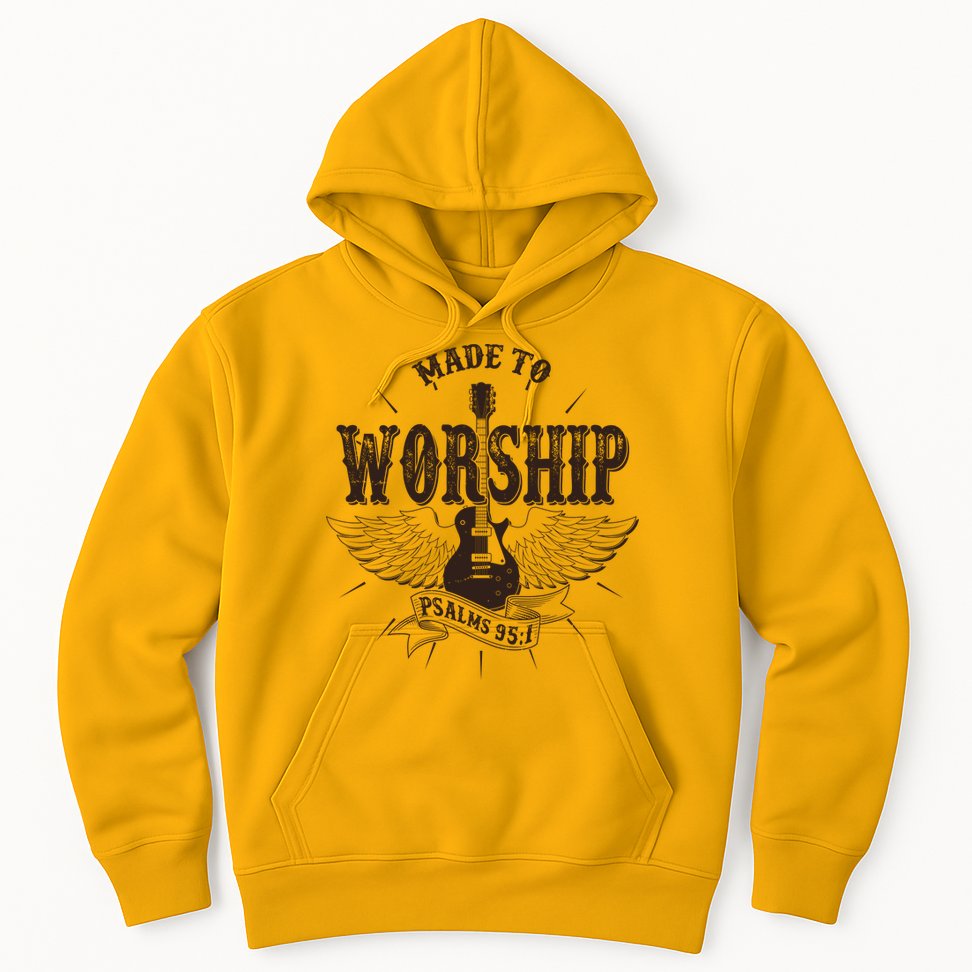Vintage Made To Worship Psalms 95 1 Winged Rock Electric Guitar Hoodie