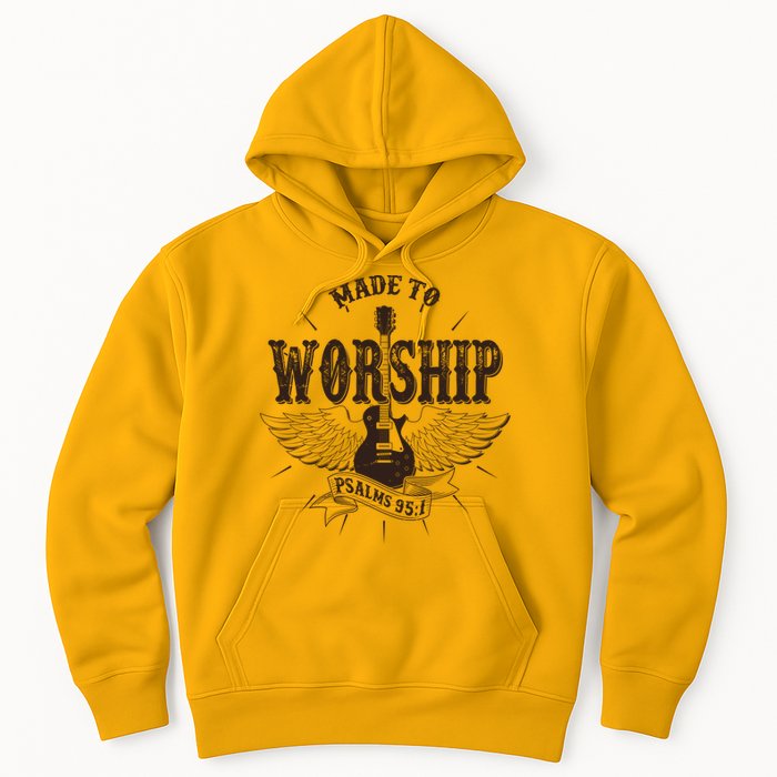 Vintage Made To Worship Psalms 95 1 Winged Rock Electric Guitar Hoodie