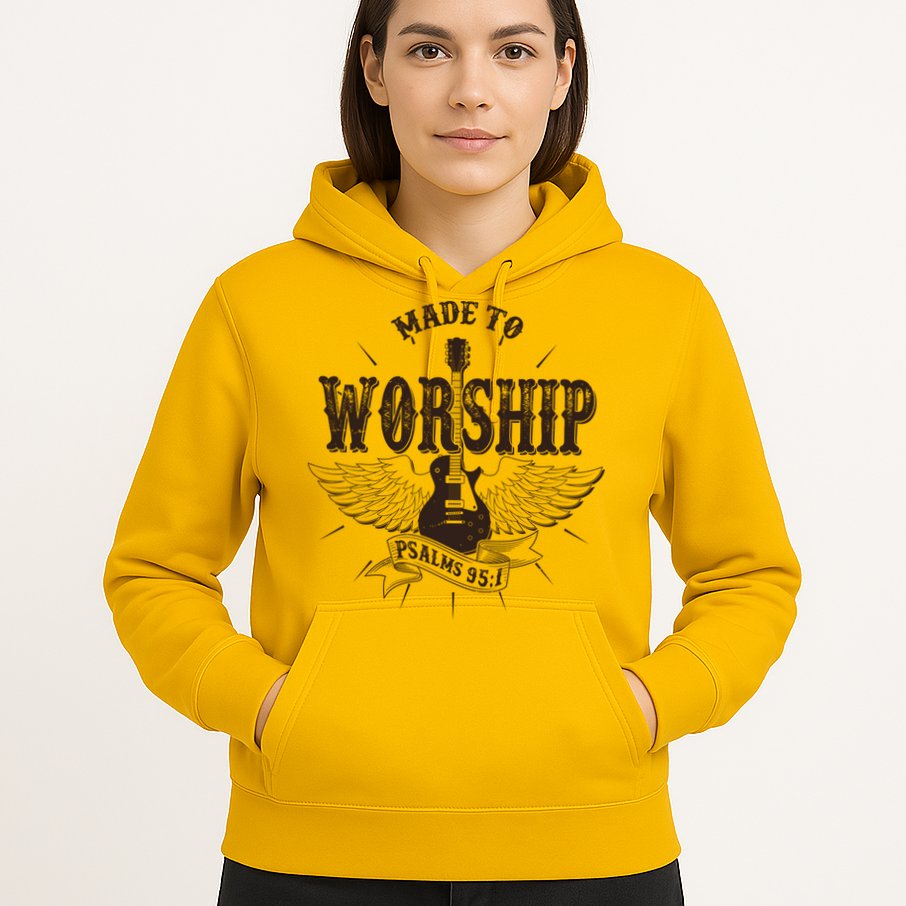 Vintage Made To Worship Psalms 95 1 Winged Rock Electric Guitar Hoodie
