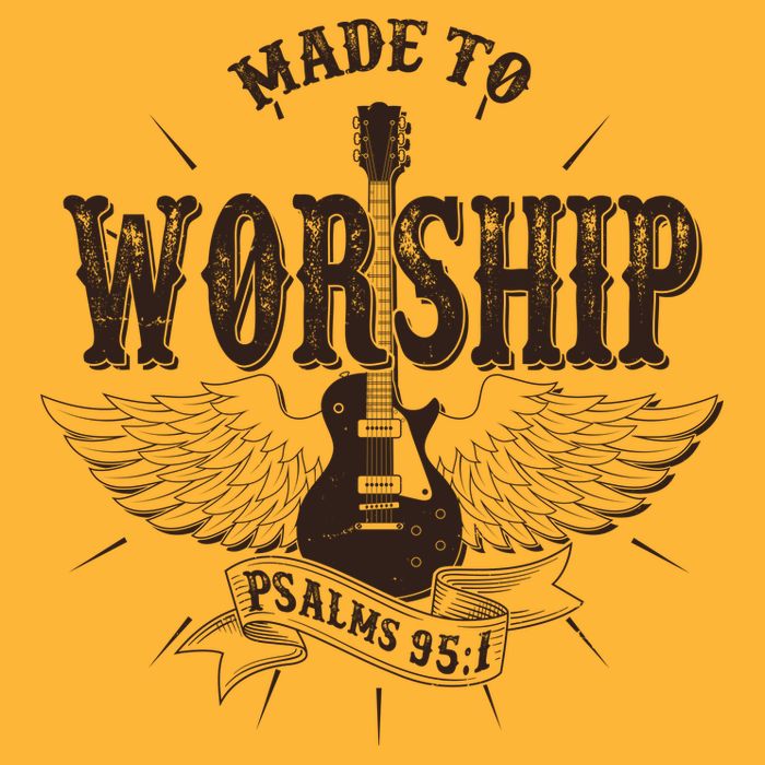 Vintage Made To Worship Psalms 95 1 Winged Rock Electric Guitar Hoodie