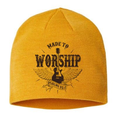 Vintage Made To Worship Psalms 95 1 Winged Rock Electric Guitar Sustainable Beanie