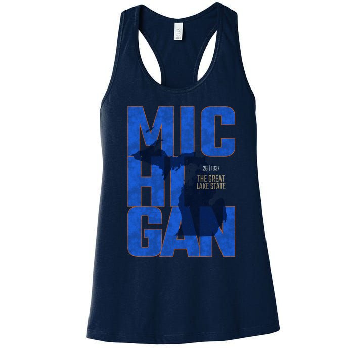 Vintage Michigan The Great Lake State Women's Racerback Tank