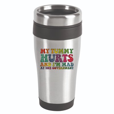 Vintage My Tummy Hurts And I'm Mad At Government Retro 16oz Travel Tumbler