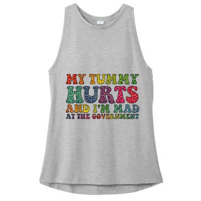 Vintage My Tummy Hurts And I'm Mad At Government Retro Ladies PosiCharge Tri-Blend Wicking Tank