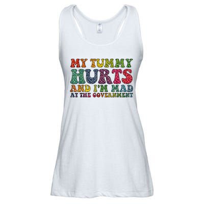 Vintage My Tummy Hurts And I'm Mad At Government Retro Ladies Essential Flowy Tank