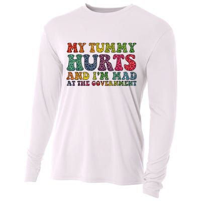 Vintage My Tummy Hurts And I'm Mad At Government Retro Cooling Performance Long Sleeve Crew