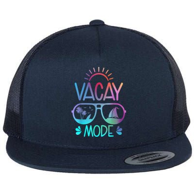 Vacay Mode Tie Dye Vacation Summer Cruise Family Holiday Flat Bill Trucker Hat