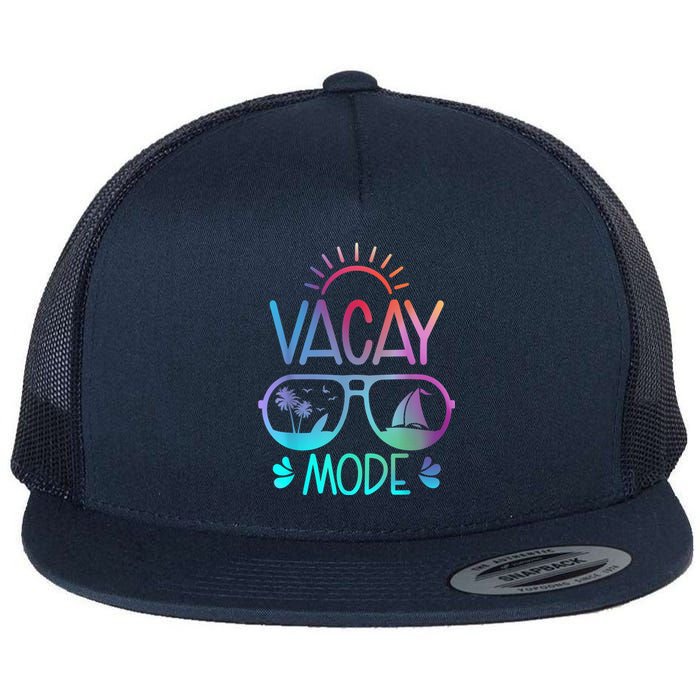 Vacay Mode Tie Dye Vacation Summer Cruise Family Holiday Flat Bill Trucker Hat