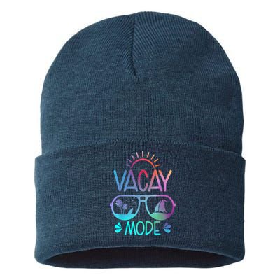 Vacay Mode Tie Dye Vacation Summer Cruise Family Holiday Sustainable Knit Beanie