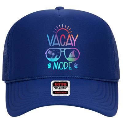 Vacay Mode Tie Dye Vacation Summer Cruise Family Holiday High Crown Mesh Back Trucker Hat