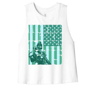 Veterans Make The Best Dads Gift Women's Racerback Cropped Tank