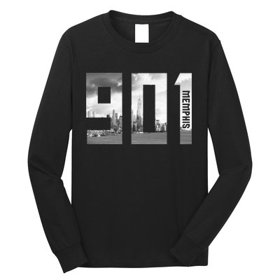 Vintage Memphis Tennessee 901 Area Code Skyline Long Sleeve Shirt