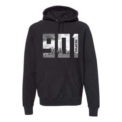 Vintage Memphis Tennessee 901 Area Code Skyline Premium Hoodie