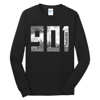 Vintage Memphis Tennessee 901 Area Code Skyline Tall Long Sleeve T-Shirt