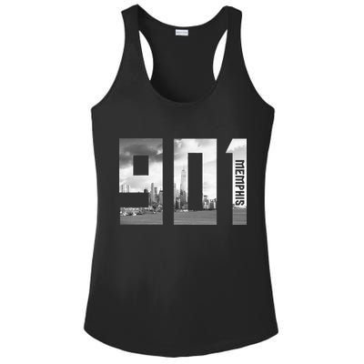 Vintage Memphis Tennessee 901 Area Code Skyline Ladies PosiCharge Competitor Racerback Tank