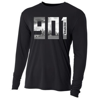 Vintage Memphis Tennessee 901 Area Code Skyline Cooling Performance Long Sleeve Crew