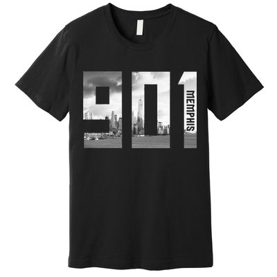 Vintage Memphis Tennessee 901 Area Code Skyline Premium T-Shirt