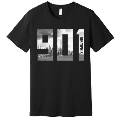 Vintage Memphis Tennessee 901 Area Code Skyline Premium T-Shirt