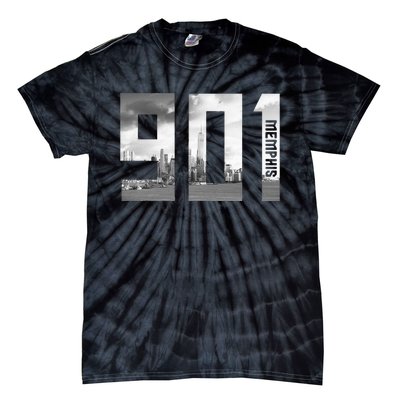 Vintage Memphis Tennessee 901 Area Code Skyline Tie-Dye T-Shirt