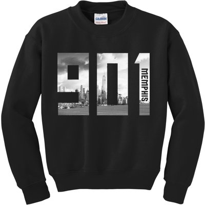 Vintage Memphis Tennessee 901 Area Code Skyline Kids Sweatshirt